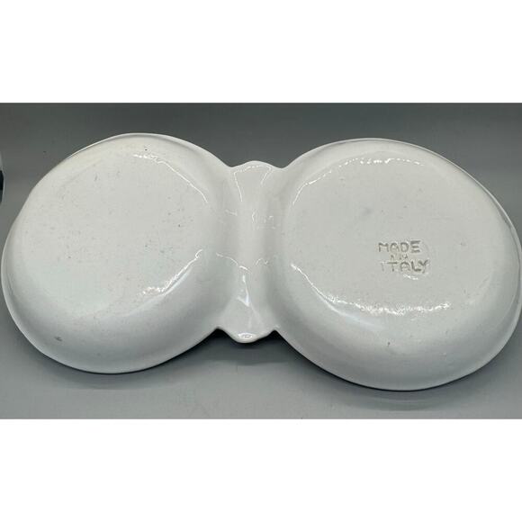 Vintage Beautiful Hand Painted Divided Dish Floral Handle Made In Italy Spring - Picture 7 of 10